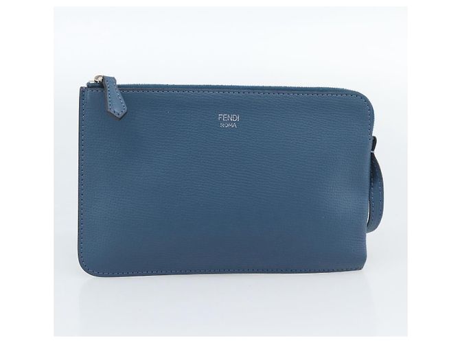 FENDI Tote Bag Leather Blue Silver - vista 20
