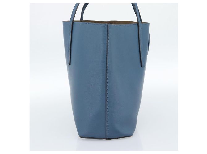FENDI Tote Bag Leather Blue Silver - vista 3