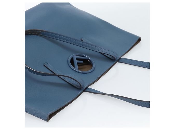 FENDI Tote Bag Leather Blue Silver - vista 6