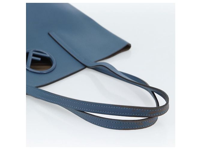 FENDI Tote Bag Leather Blue Silver - vista 7
