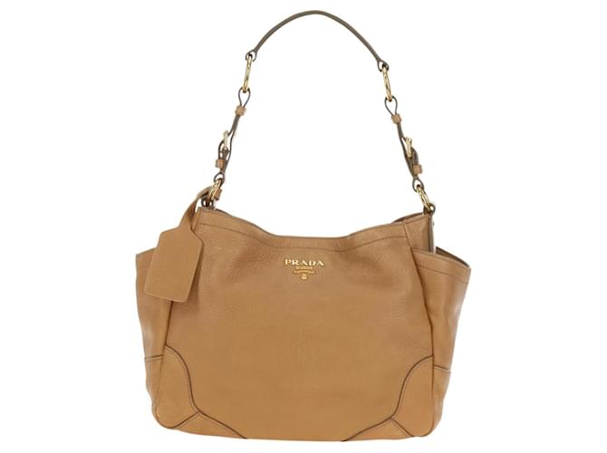PRADA Shoulder Bag Leather Beige Gold - vista 13