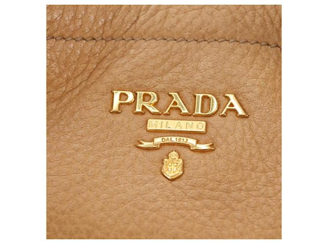PRADA Shoulder Bag Leather Beige Gold - vista 18