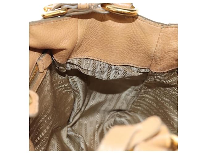 PRADA Shoulder Bag Leather Beige Gold - vista 20