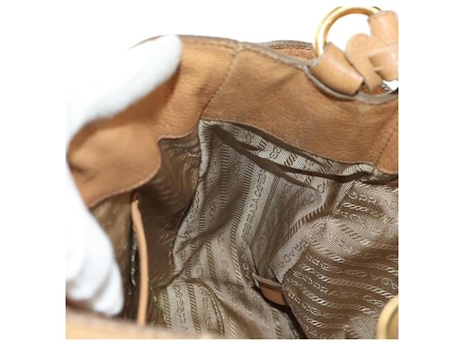 PRADA Shoulder Bag Leather Beige Gold - vista 21