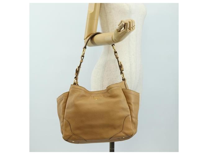 PRADA Shoulder Bag Leather Beige Gold - vista 24
