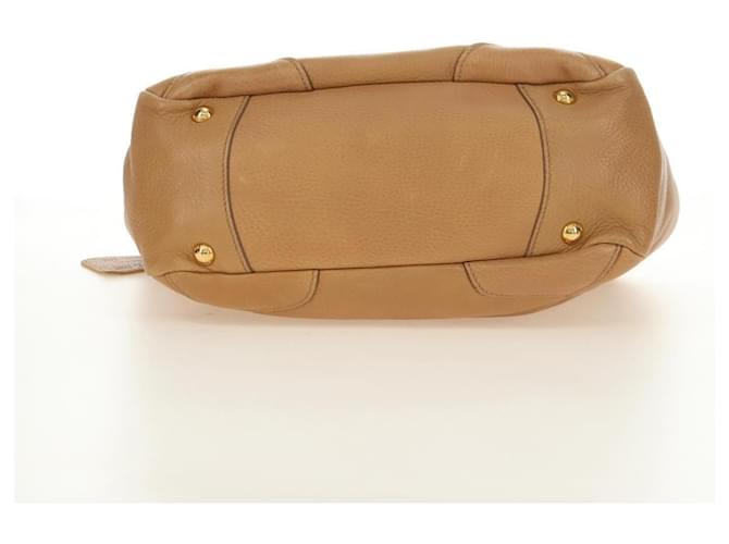 PRADA Shoulder Bag Leather Beige Gold - vista 5