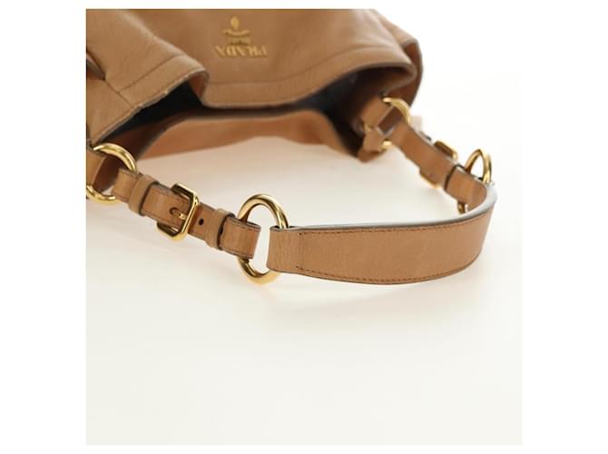 PRADA Shoulder Bag Leather Beige Gold - vista 7