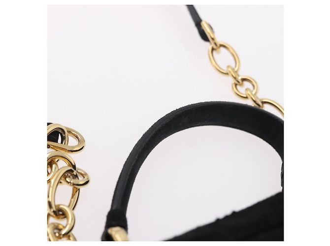 Salvatore Ferragamo Vala Chain Shoulder Bag Suede 2way Black Gold - vista 14