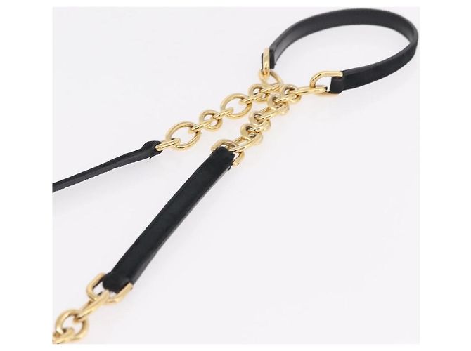 Salvatore Ferragamo Vala Chain Shoulder Bag Suede 2way Black Gold - vista 15
