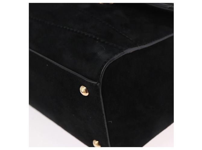 Salvatore Ferragamo Vala Chain Shoulder Bag Suede 2way Black Gold - vista 16