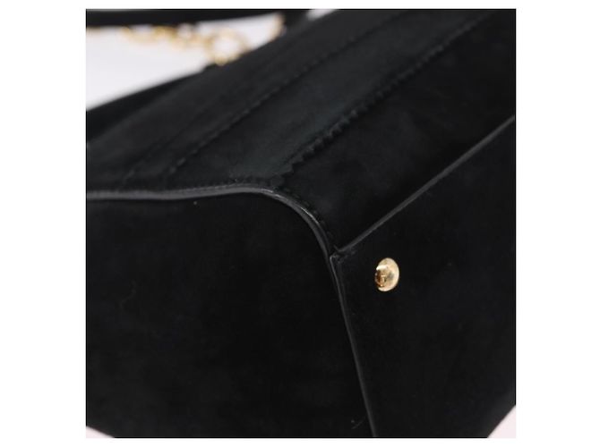 Salvatore Ferragamo Vala Chain Shoulder Bag Suede 2way Black Gold - vista 17