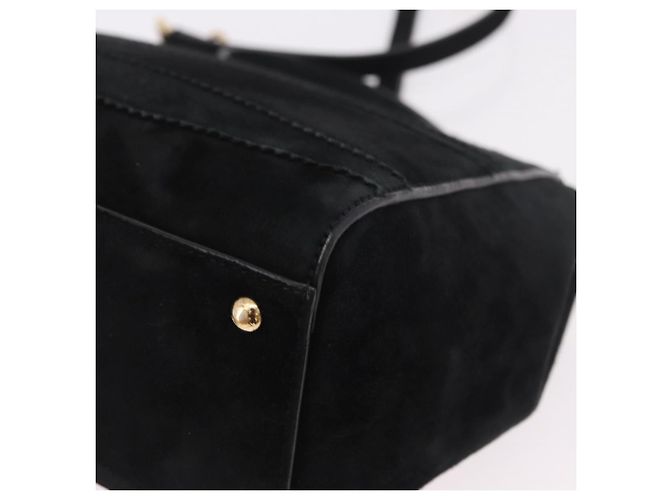 Salvatore Ferragamo Vala Chain Shoulder Bag Suede 2way Black Gold - vista 18