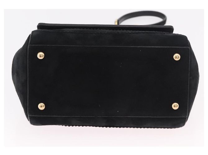 Salvatore Ferragamo Vala Chain Shoulder Bag Suede 2way Black Gold - vista 5
