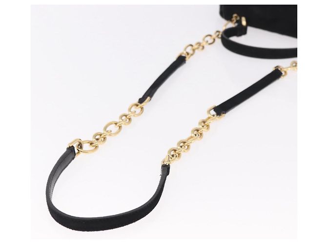 Salvatore Ferragamo Vala Chain Shoulder Bag Suede 2way Black Gold - vista 8
