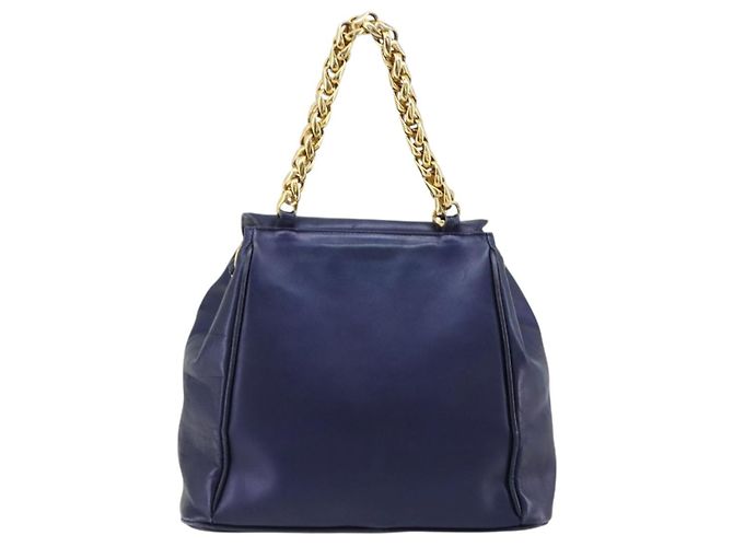 LOEWE Chain Hand Bag Leather Purple Gold - vista 2