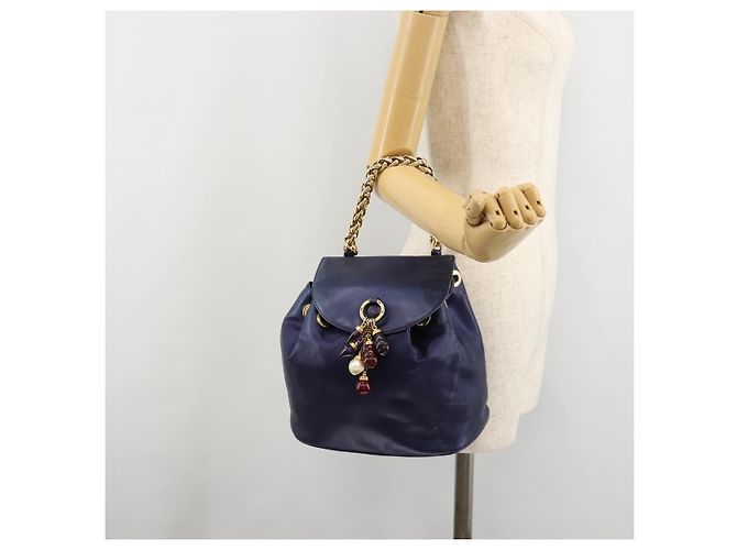 LOEWE Chain Hand Bag Leather Purple Gold - vista 24