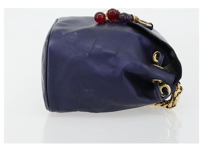 LOEWE Chain Hand Bag Leather Purple Gold - vista 3