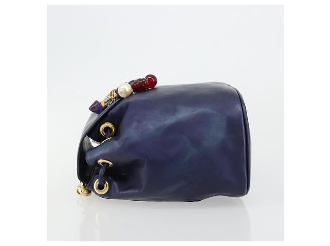 LOEWE Chain Hand Bag Leather Purple Gold - vista 4