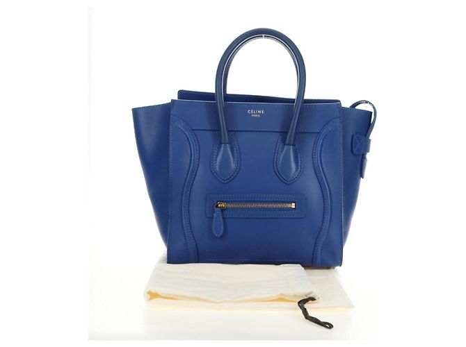 Céline CELINE Micro shopper Hand Bag Leather Blue Gold - vista 12