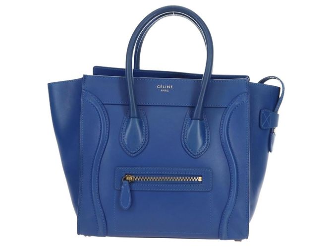 Céline CELINE Micro shopper Hand Bag Leather Blue Gold - vista 13