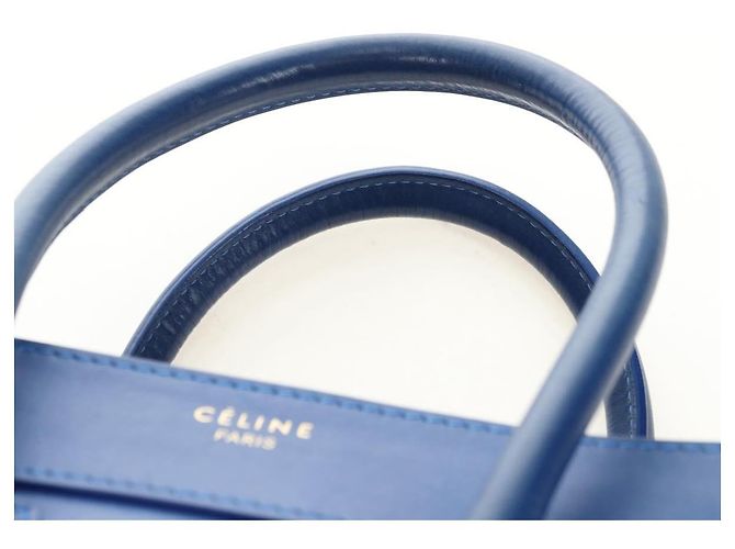 Céline CELINE Micro shopper Hand Bag Leather Blue Gold - vista 14