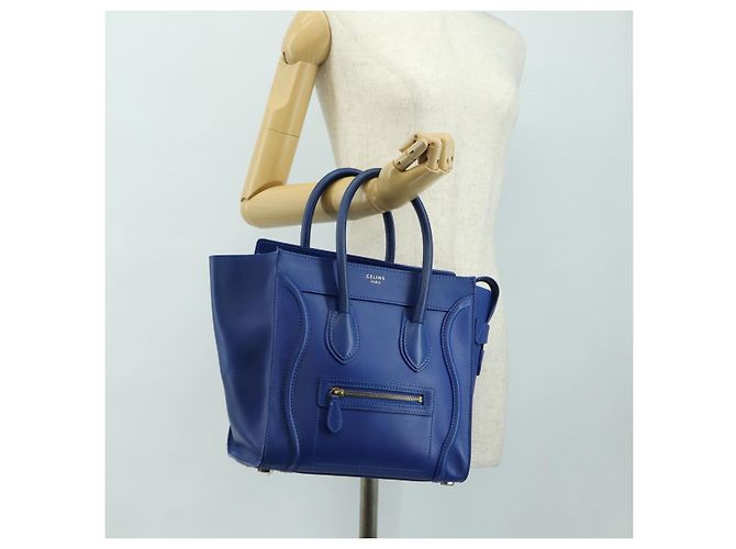 Céline CELINE Micro shopper Hand Bag Leather Blue Gold - vista 27