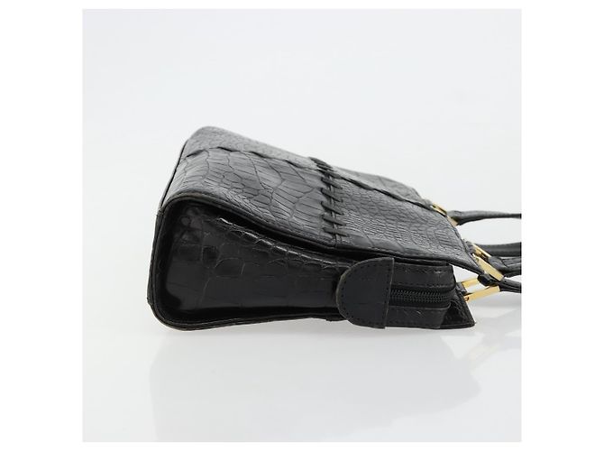 SAINT LAURENT Hand Bag Embossed leather Black Gold - vista 3