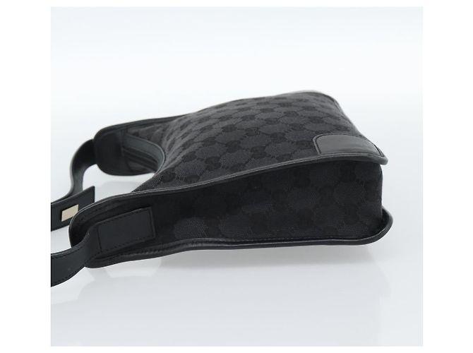 GUCCI GG Canvas Shoulder Bag Black Gold - vista 3