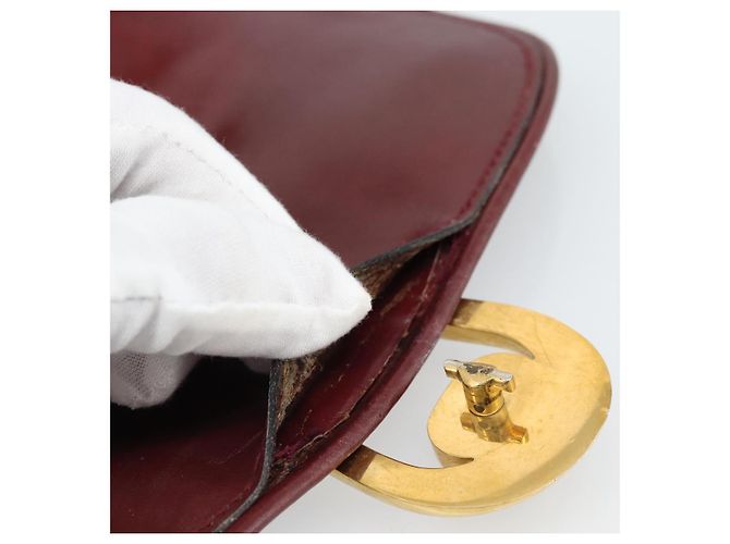 GUCCI Shoulder Bag Leather Bordeaux Gold - vista 10