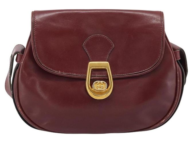 GUCCI Shoulder Bag Leather Bordeaux Gold - vista 13
