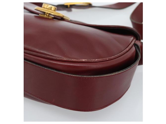 GUCCI Shoulder Bag Leather Bordeaux Gold - vista 14