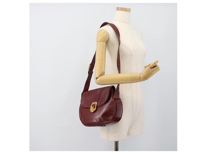 GUCCI Shoulder Bag Leather Bordeaux Gold - vista 23