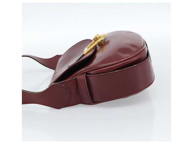 GUCCI Shoulder Bag Leather Bordeaux Gold - vista 3