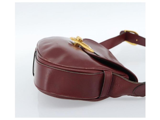 GUCCI Shoulder Bag Leather Bordeaux Gold - vista 4