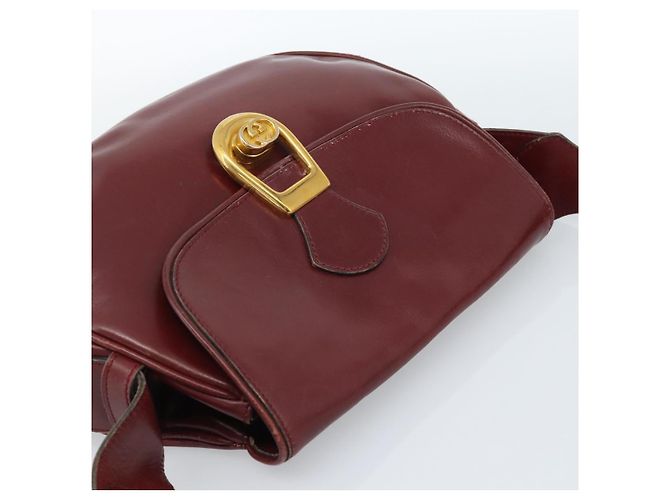 GUCCI Shoulder Bag Leather Bordeaux Gold - vista 6