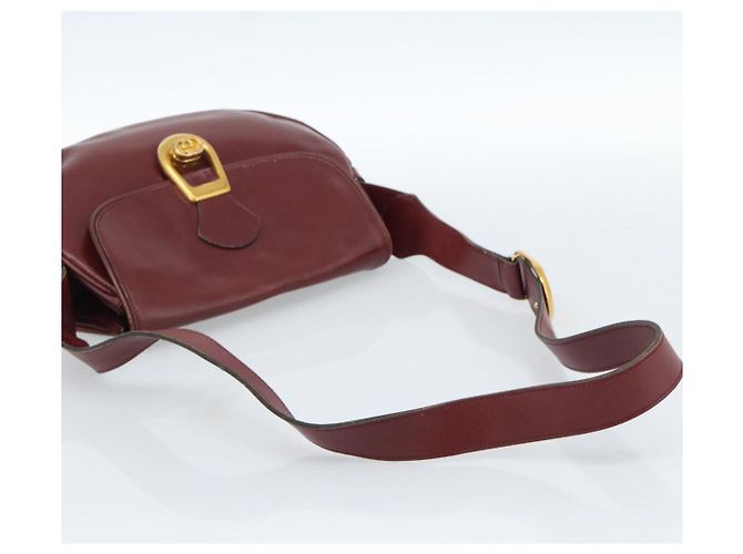 GUCCI Shoulder Bag Leather Bordeaux Gold - vista 7