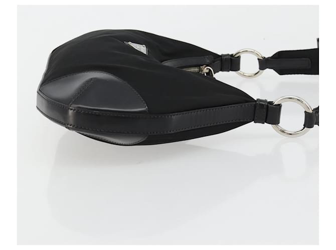 PRADA Shoulder Bag Nylon Black Silver - vista 3