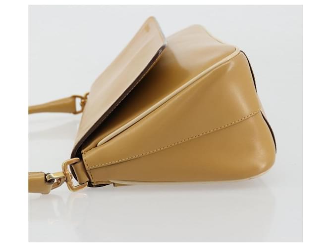 PRADA Shoulder Bag Leather Beige Gold - vista 4