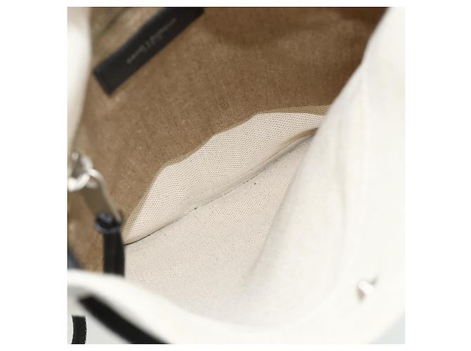 SAINT LAURENT Backpack Shoulder Bag Canvas Silver Beige - vista 11
