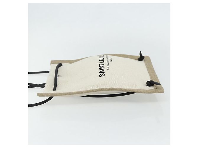 SAINT LAURENT Backpack Shoulder Bag Canvas Silver Beige - vista 3