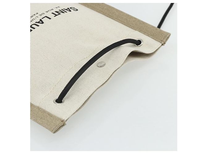 SAINT LAURENT Backpack Shoulder Bag Canvas Silver Beige - vista 6