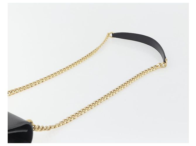 PRADA Chain Shoulder Bag Saffiano Leather Black Gold - vista 14