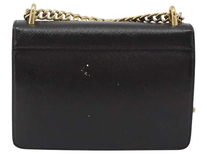PRADA Chain Shoulder Bag Saffiano Leather Black Gold - vista 2