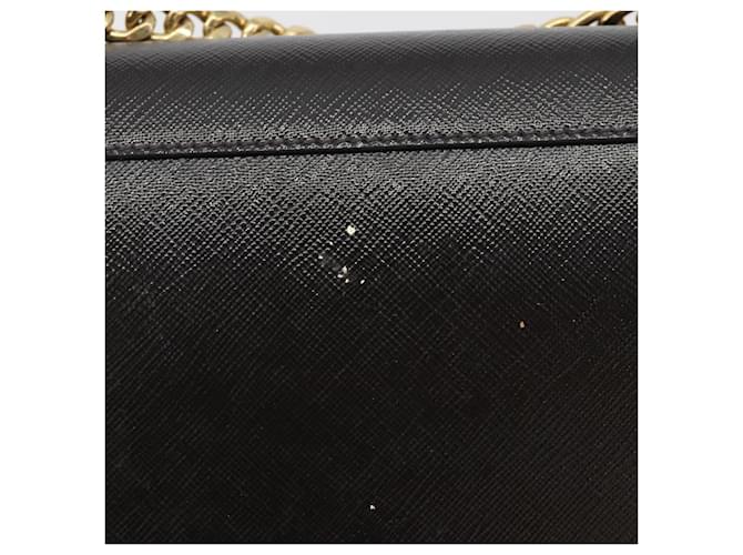 PRADA Chain Shoulder Bag Saffiano Leather Black Gold - vista 3