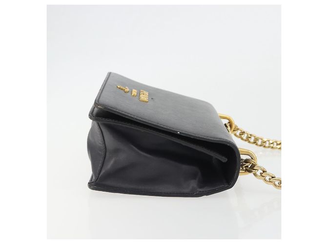 PRADA Chain Shoulder Bag Saffiano Leather Black Gold - vista 4