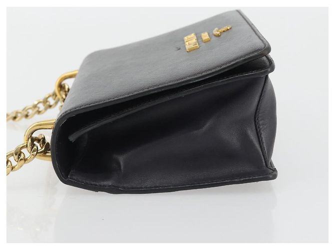 PRADA Chain Shoulder Bag Saffiano Leather Black Gold - vista 5