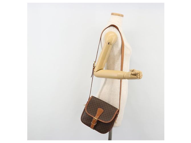 Céline CELINE Macadam Canvas Schultertasche PVC Leder Braun Gold - Ansicht 24