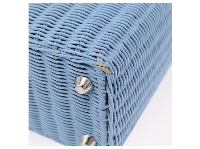 Miu Miu Hand Bag Rattan 2way Light Blue Silver - vista 10