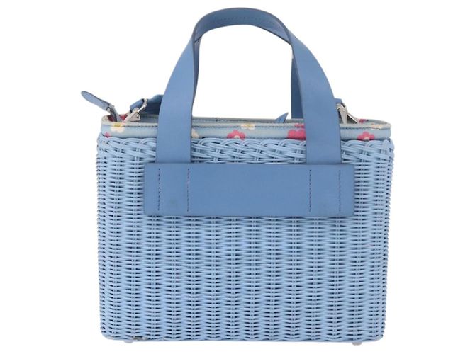 Miu Miu Hand Bag Rattan 2way Light Blue Silver - vista 2