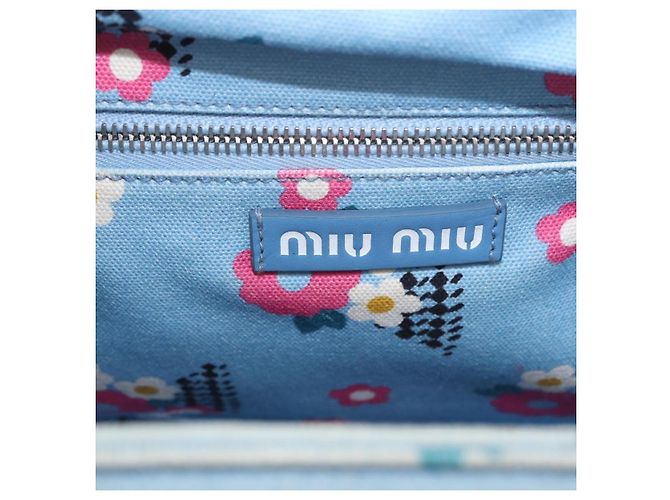 Miu Miu Hand Bag Rattan 2way Light Blue Silver - vista 20